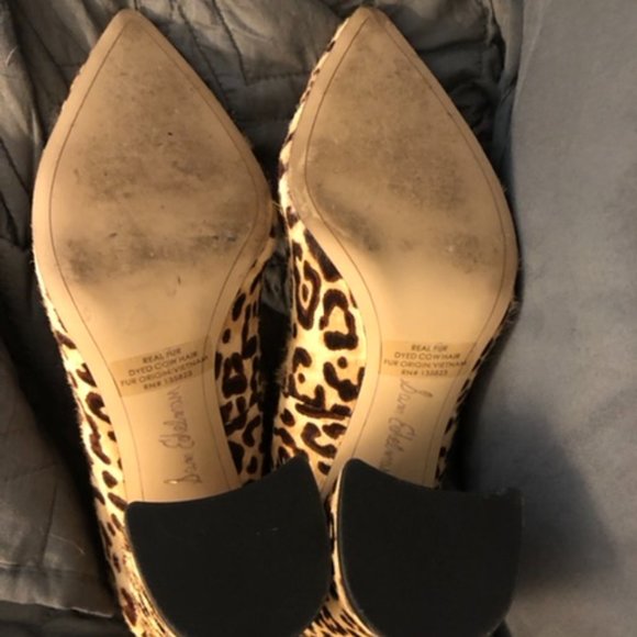 Sam Edelman Leopard Calf Hair Block Heel Pumps - Picture 2 of 5